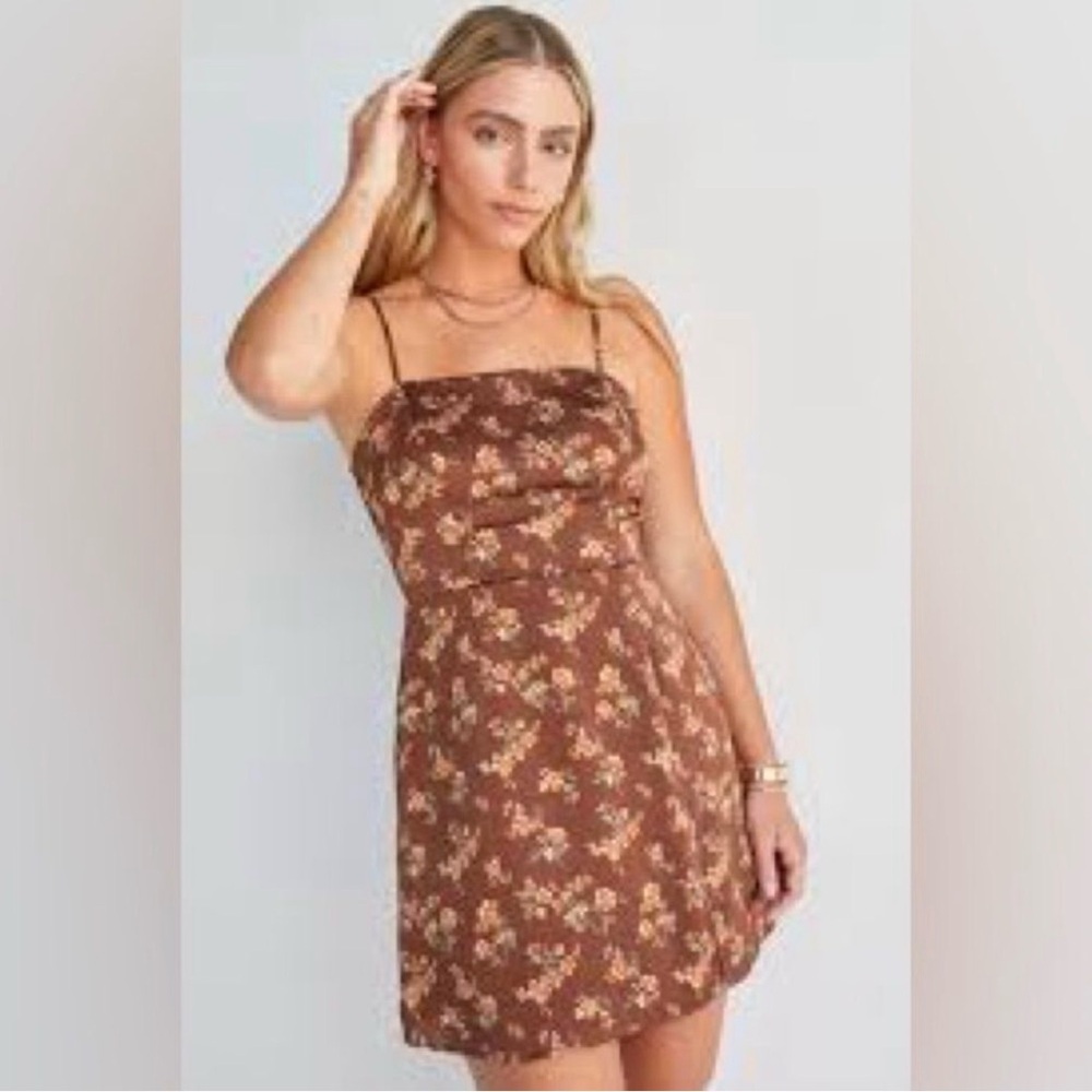 Miami Brown Floral Mini Dress